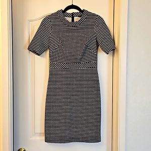 Banana Republic Black & White Gingham Wiggle Dress sz 2